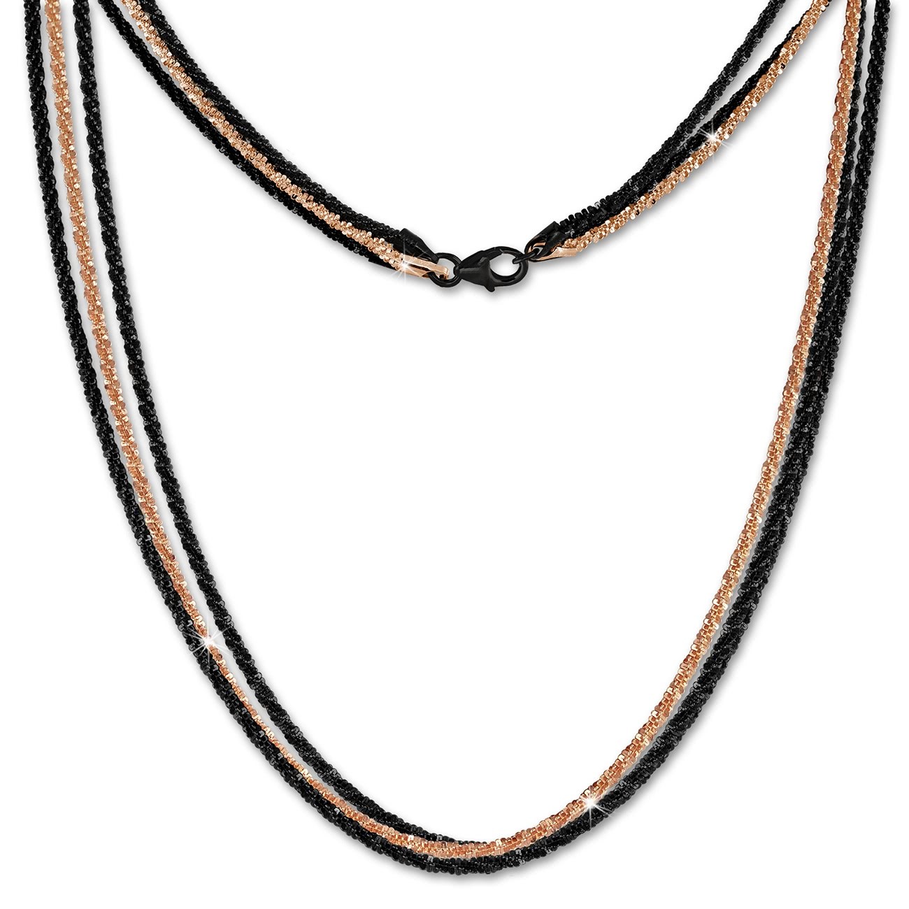 SilberDream Collier Kette gedreht rose vergoldet und geschwärzt 45cm SDK23745S