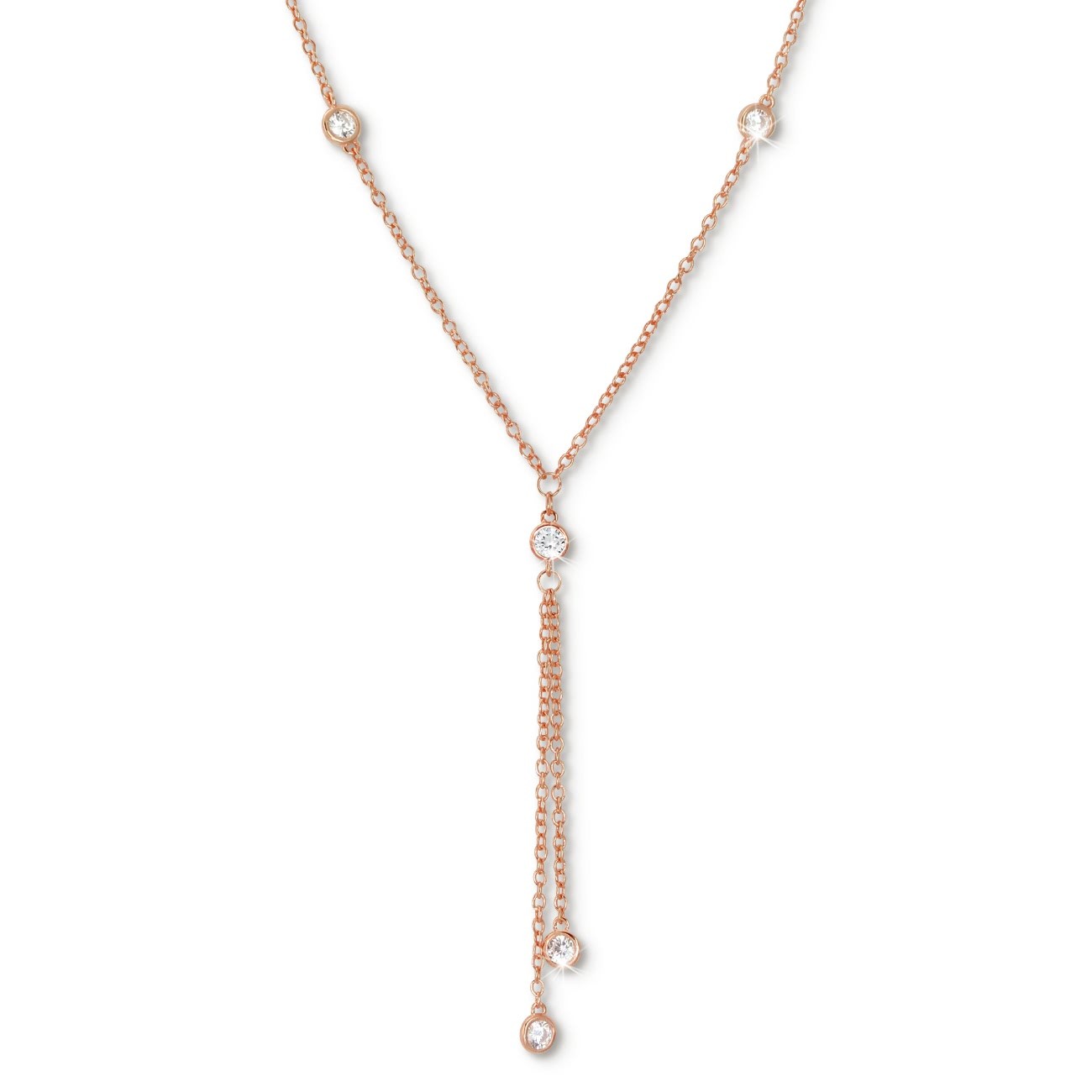 SilberDream Collier Kette rosevergoldet Zirkonia 925er Damen 45cm SDK27845E