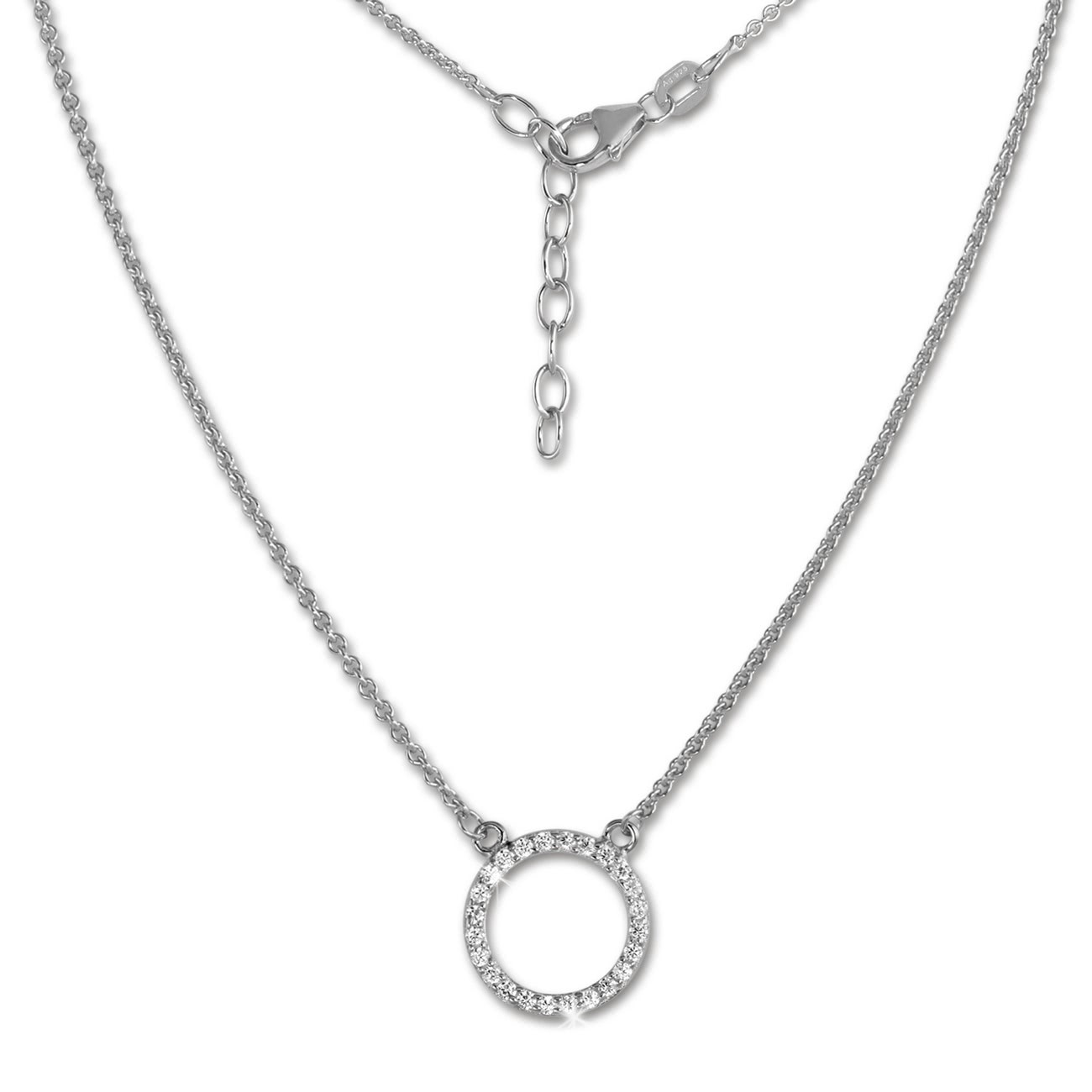 SilberDream Collier Kette Zirkonia rund weiß 925 Silber Damen 42-47cm SDK28642J