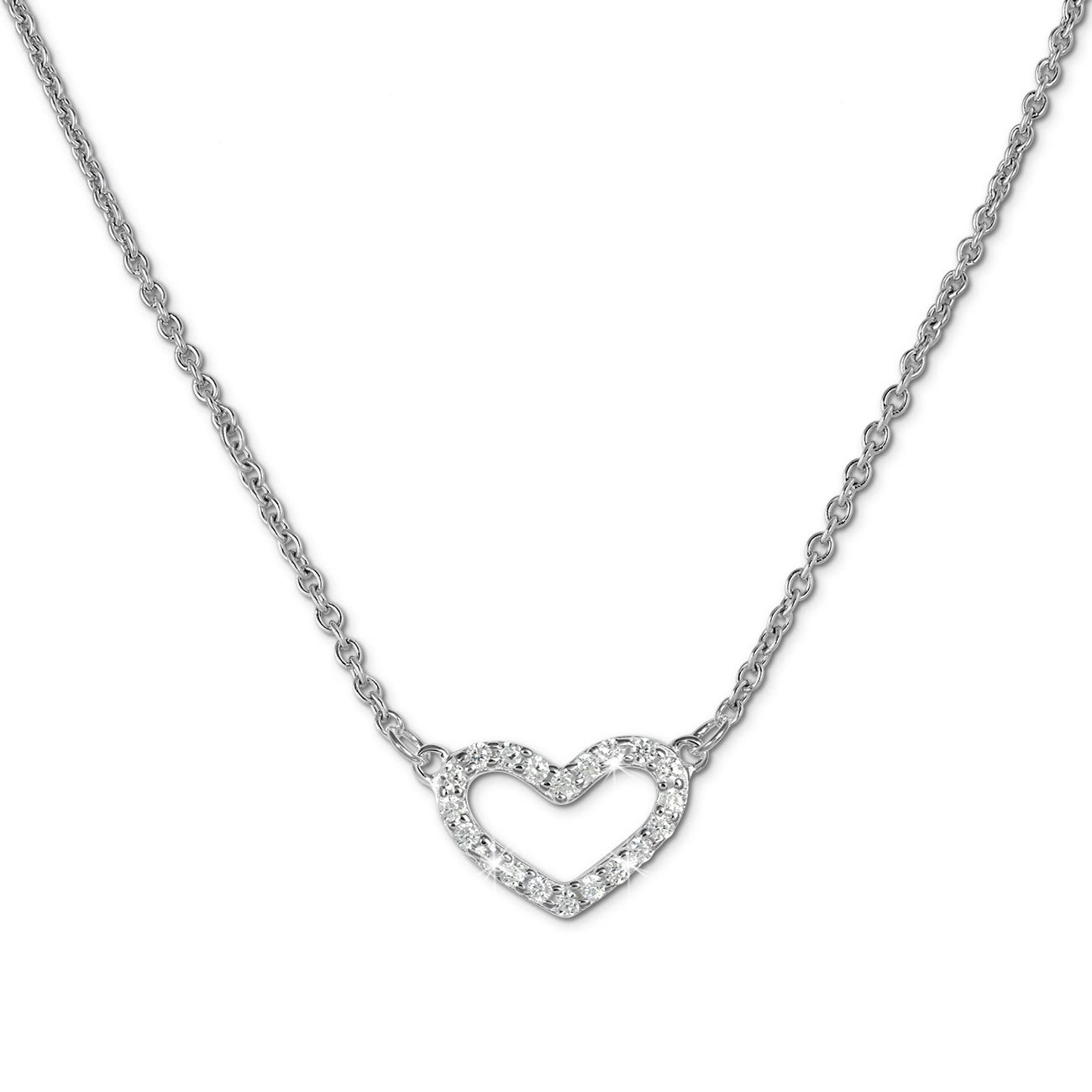 SilberDream Collier Herz Kette Zirkonia weiß 925er Silber Damen 42cm SDK29142J