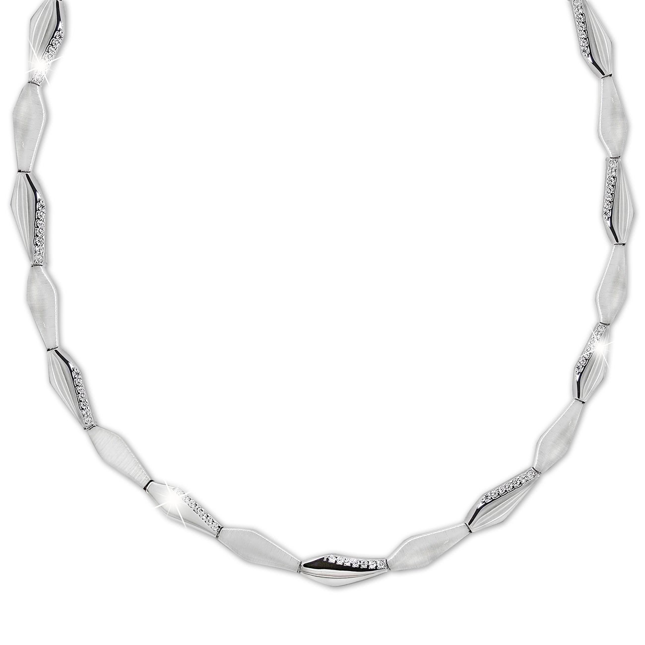 SilberDream Collier Kette Fantasie 925er Silber Zirkonia 45cm Damen SDK468W