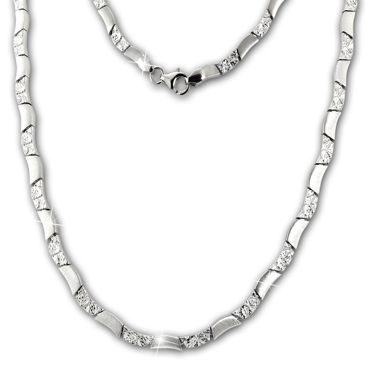 SilberDream Collier Kette Wave 925er Silber 45,5cm Damen Halskette SDK477J