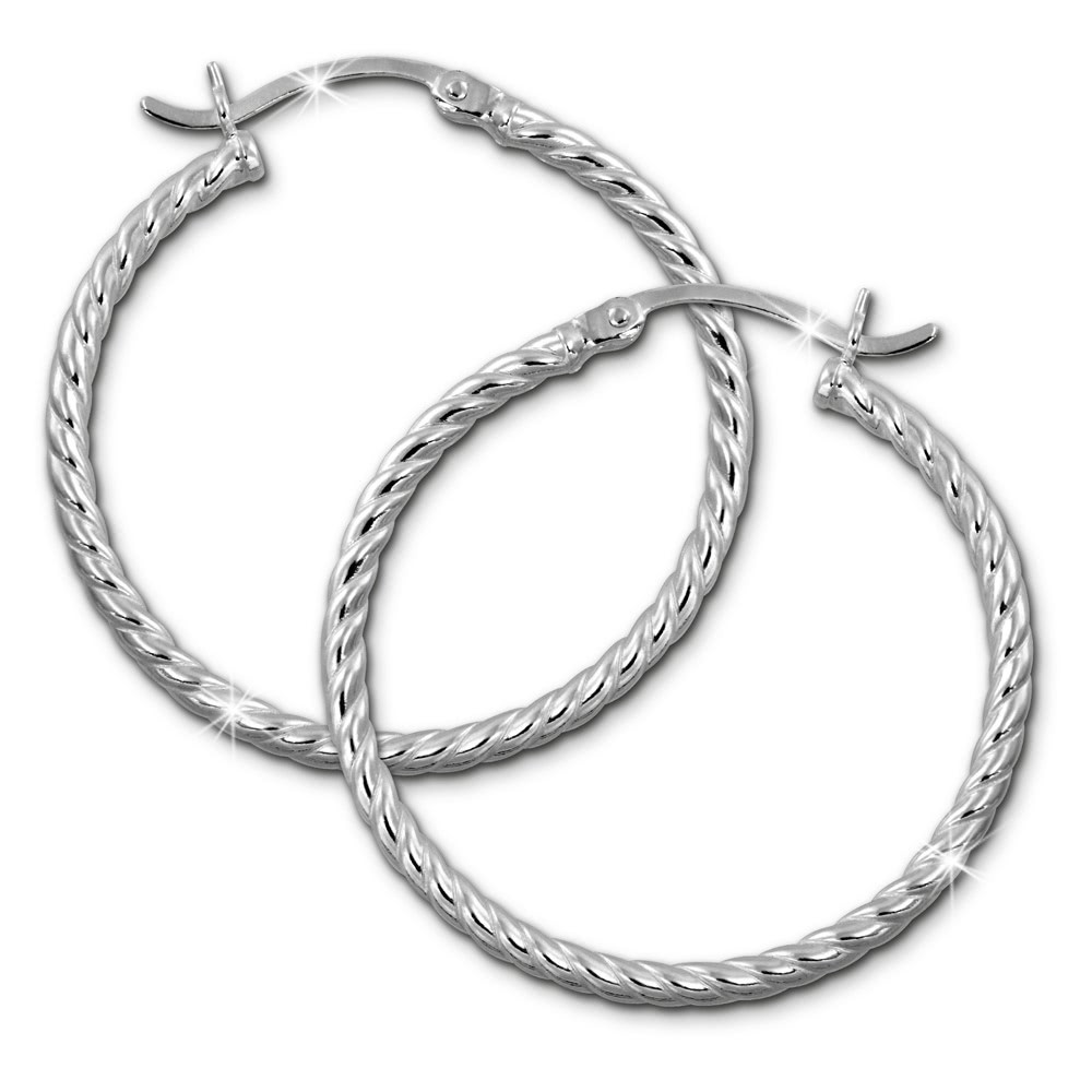 SilberDream Creole gedreht 30mm Damen Ohrring 925 Sterling Silber SDO0063J