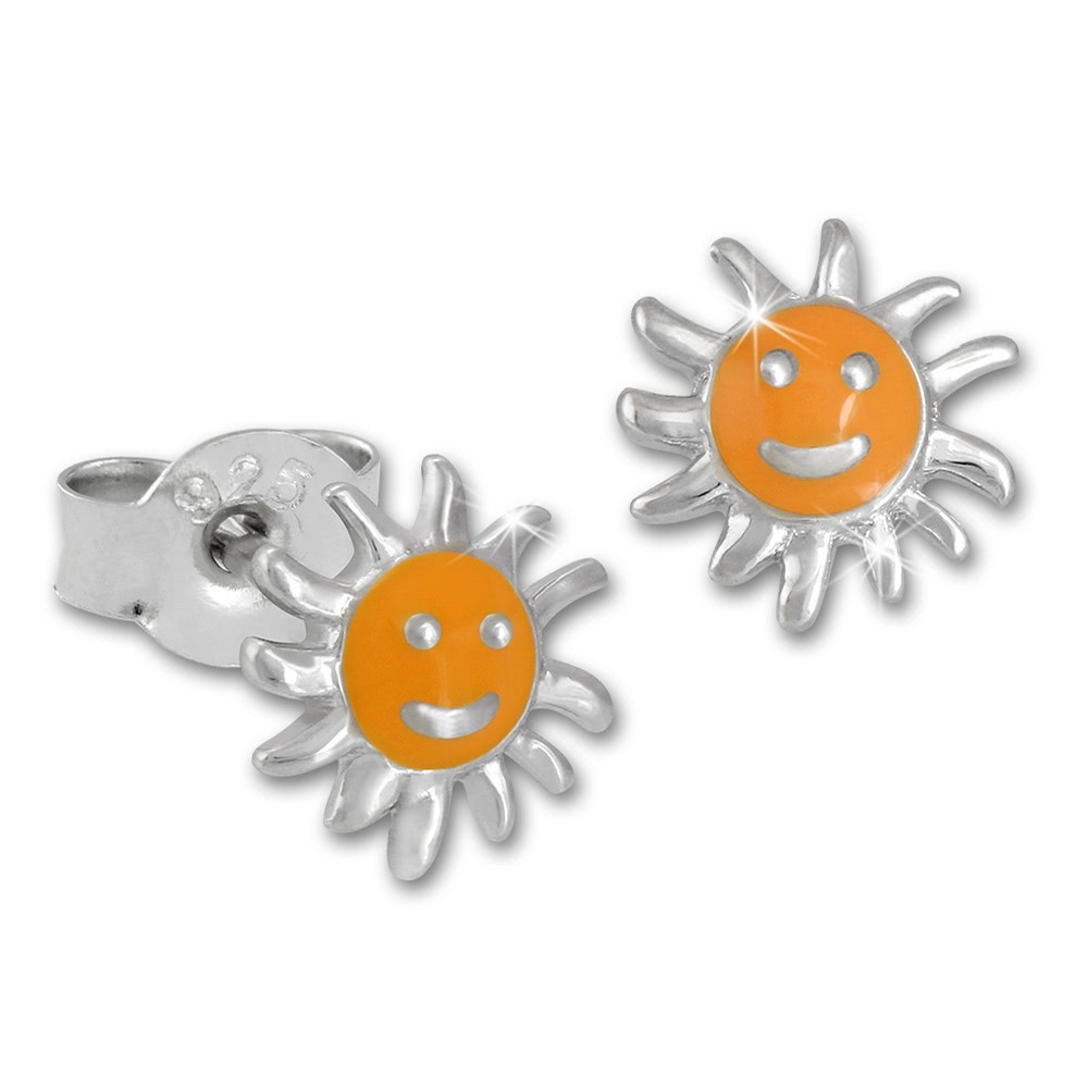 Kinder Ohrring Sonne gelb Silber Ohrstecker Kinderschmuck TW SDO201Y