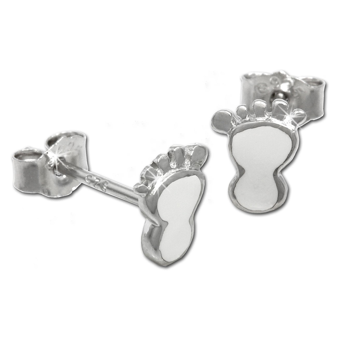 Kinder Ohrring Tapsen weiß Silber Ohrstecker Kinderschmuck TW SDO202W