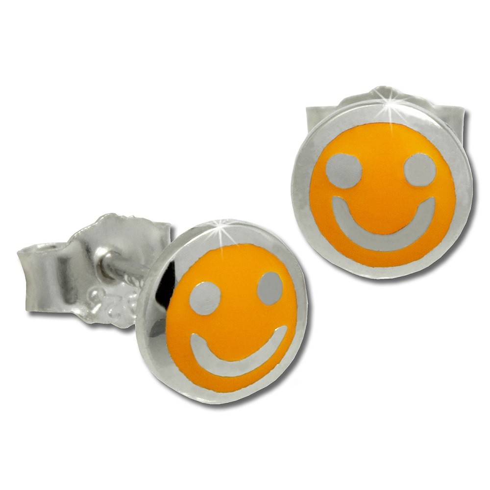 Kinder Ohrring Smiley gelb Silber Ohrstecker Kinderschmuck TW SDO208Y