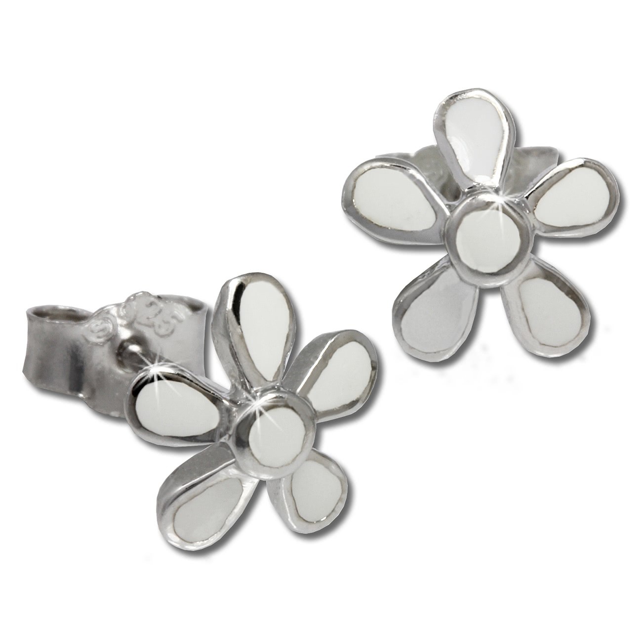 Kinder Ohrring Blume weiß Silber Ohrstecker Kinderschmuck TW SDO209W