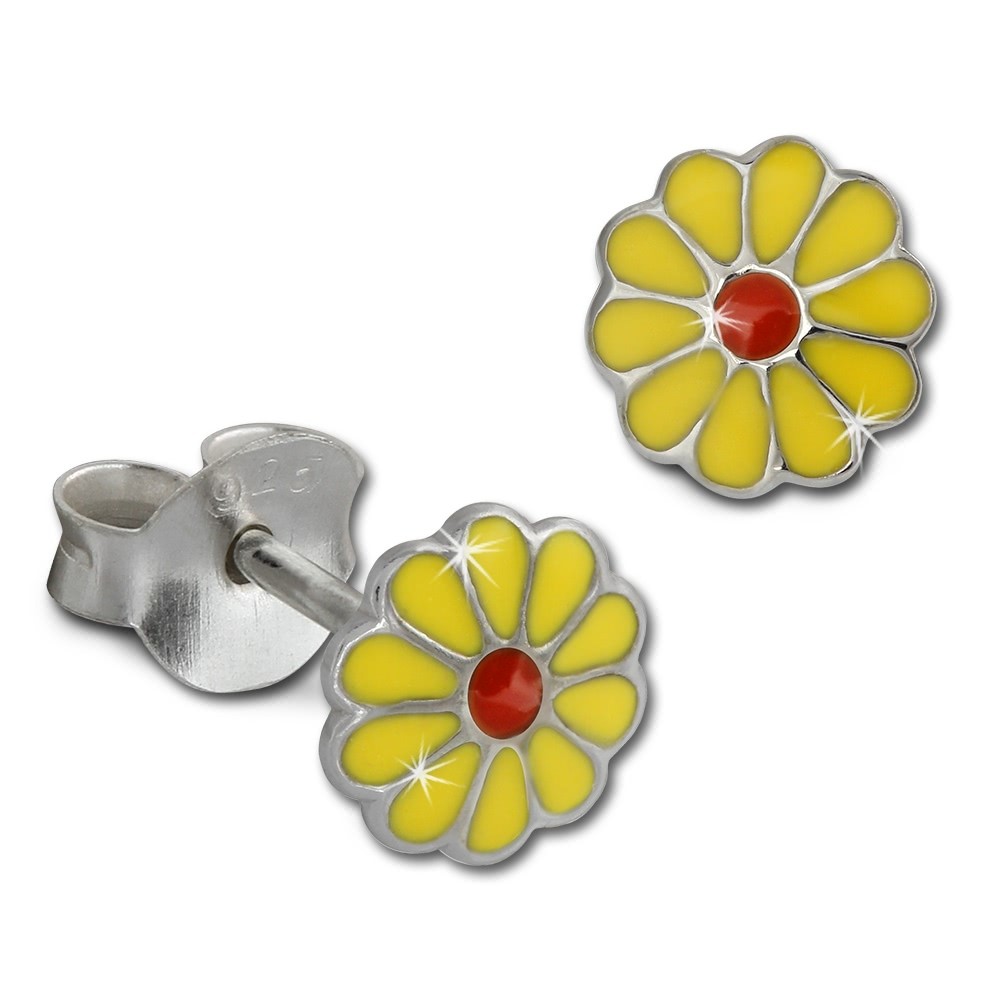 Kinder Ohrring Blume gelb Silber Ohrstecker Kinderschmuck TW SDO214Y