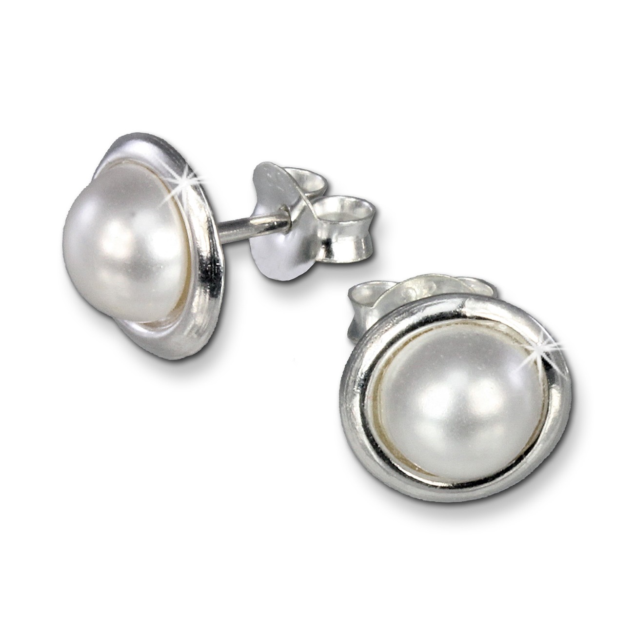 SilberDream Ohrring Süßwasser Perle 6mm weiß Ohrstecker Silber SDO2506