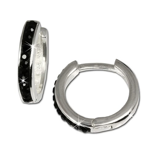 SilberDream Creole Zirkonia schwarz Sterling Silber Ohrring SDO311S