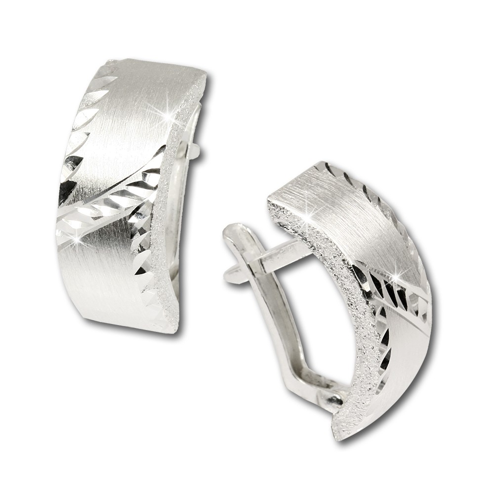SilberDream Ohrringe gewölbt diamantiert 925 Silber Ohrstecker SDO316