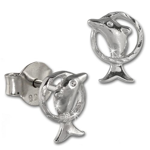 Teenie-Weenie Ohrstecker Delfin 925 Sterling Silber Kinder Ohrringe SDO411