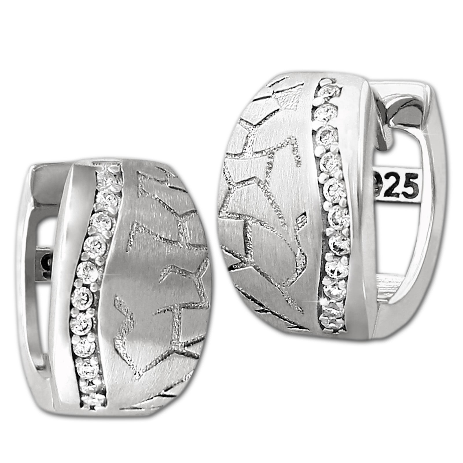 SilberDream Creole Welle Zirkonia weiß 925 Sterling Silber Damen SDO4308W