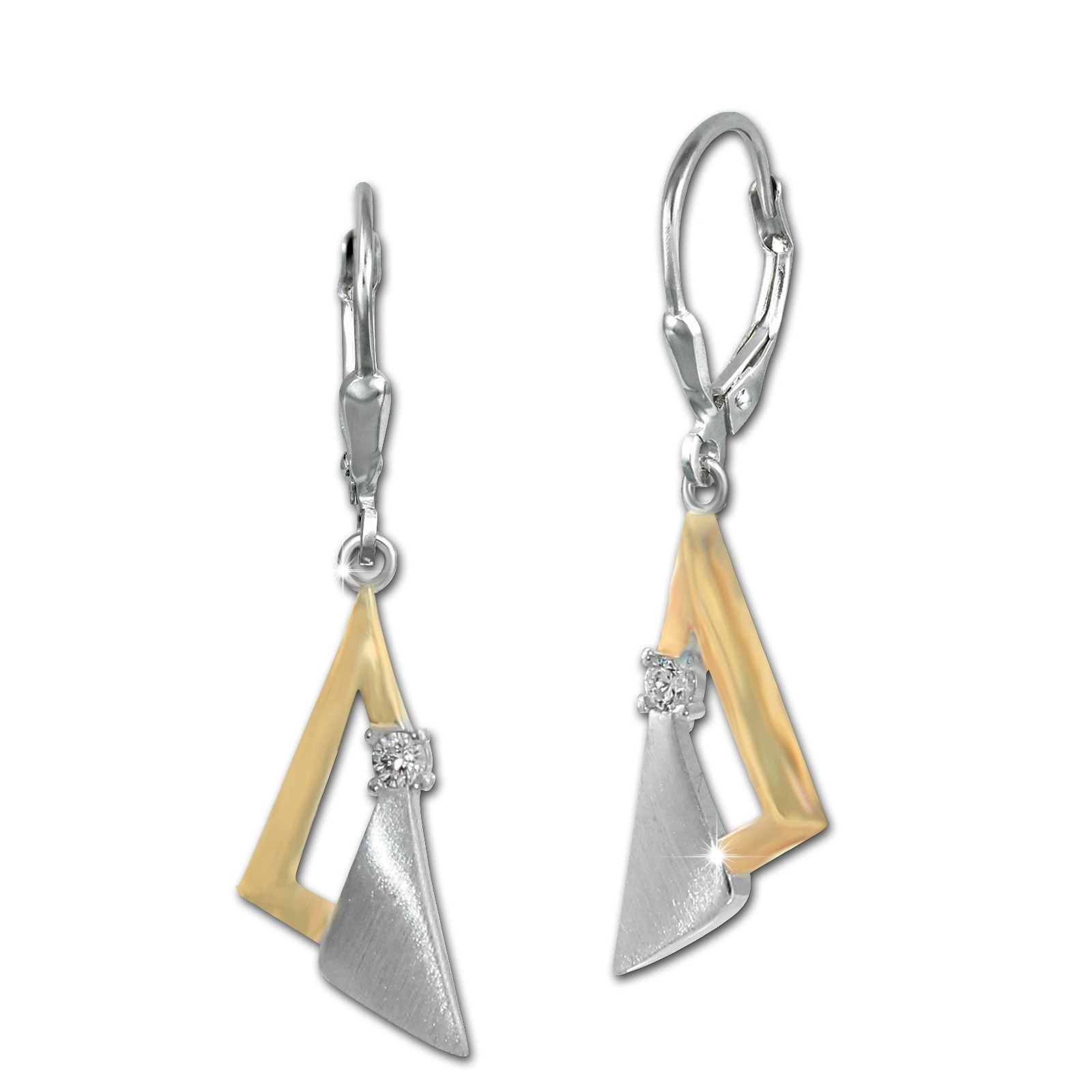 SilberDream Ohrhänger Triangles Zirkonia weiß 925 Sterling Silber Damen SDO4339T