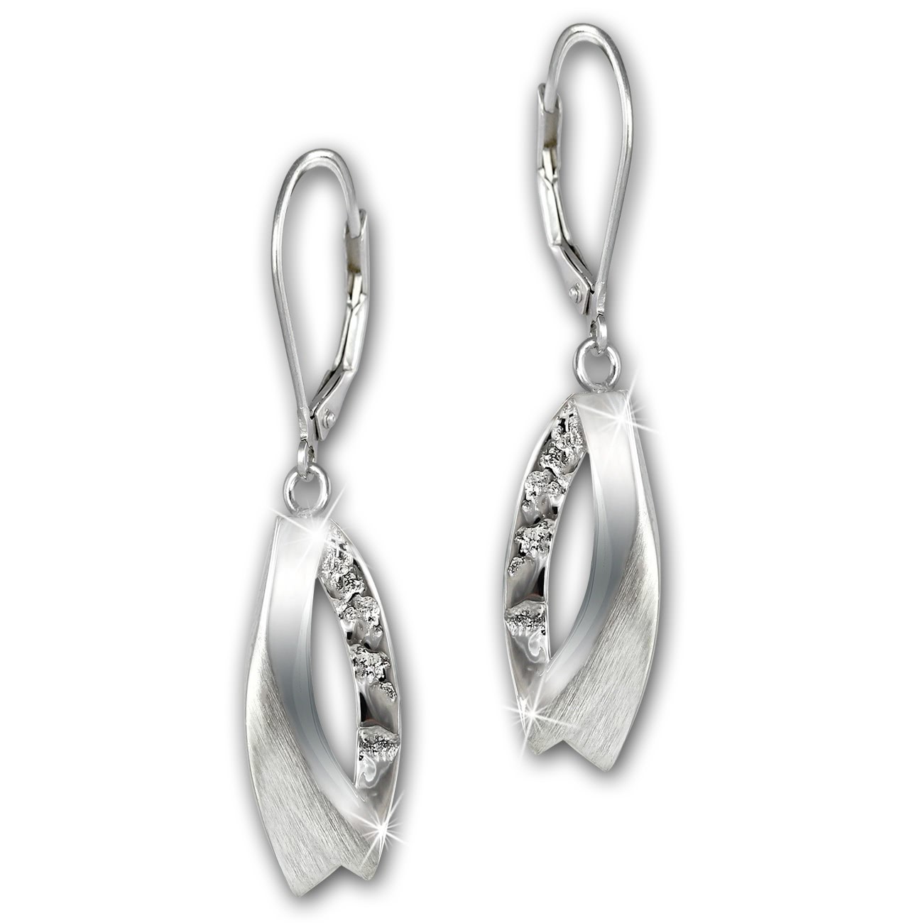 SilberDream Ohrhänger Doppel-Blatt 925 Sterling Silber Damen Ohrring SDO4352J