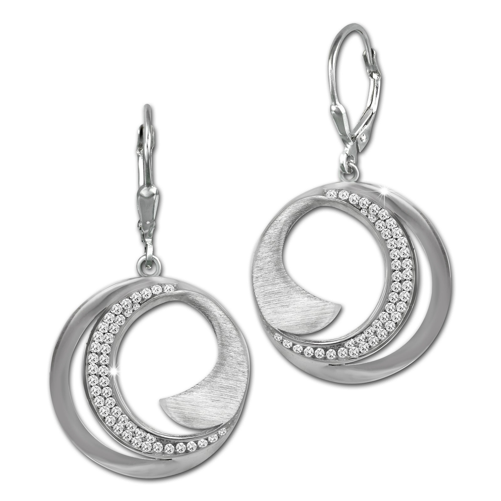 SilberDream Ohrhänger Circle Zirkonia weiß 925 Sterling Silber Damen SDO4376W