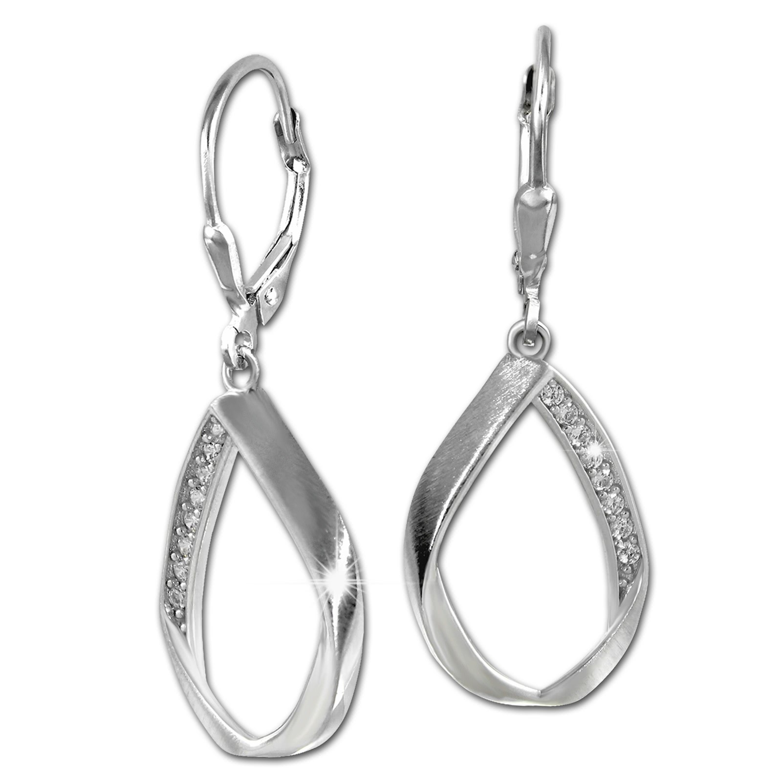 SilberDream Ohrhänger Swing Zirkonia weiß 925 Sterling Silber Damen SDO4378W