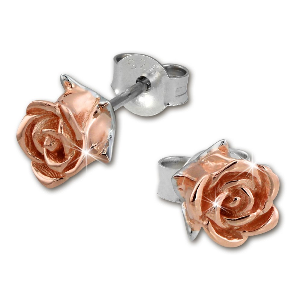 SilberDream Bicolor-Ohrstecker Rose 925 Silber Ohrringe rosévergoldet SDO455T