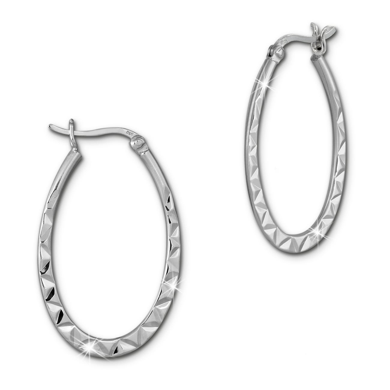SilberDream Creole oval 23mm x 35mm Ohrring 925 Sterling Silber SDO464J