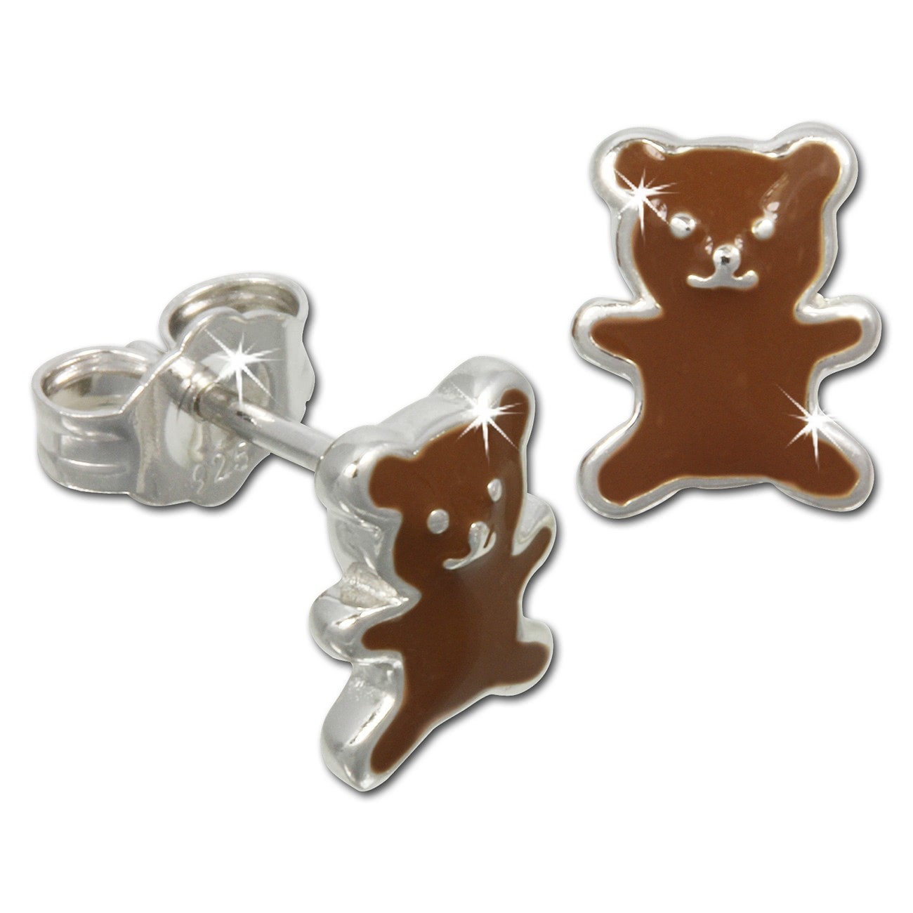 Kinder Ohrring Teddy braun Silber Ohrstecker Kinderschmuck TW SDO610N