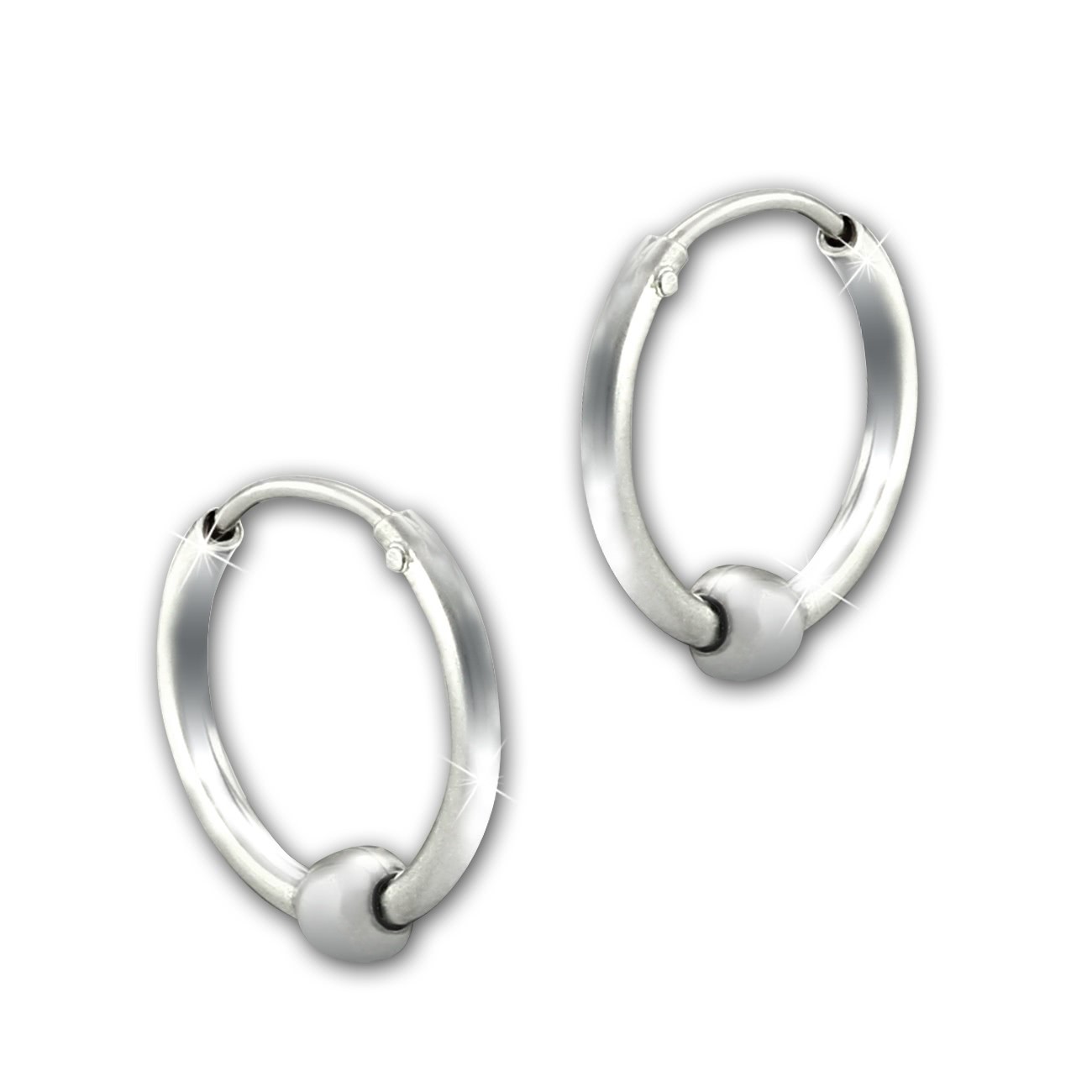 SilberDream Creole Kugel 12mm 925 Sterling Silber Unisex Ohrring SDO67301