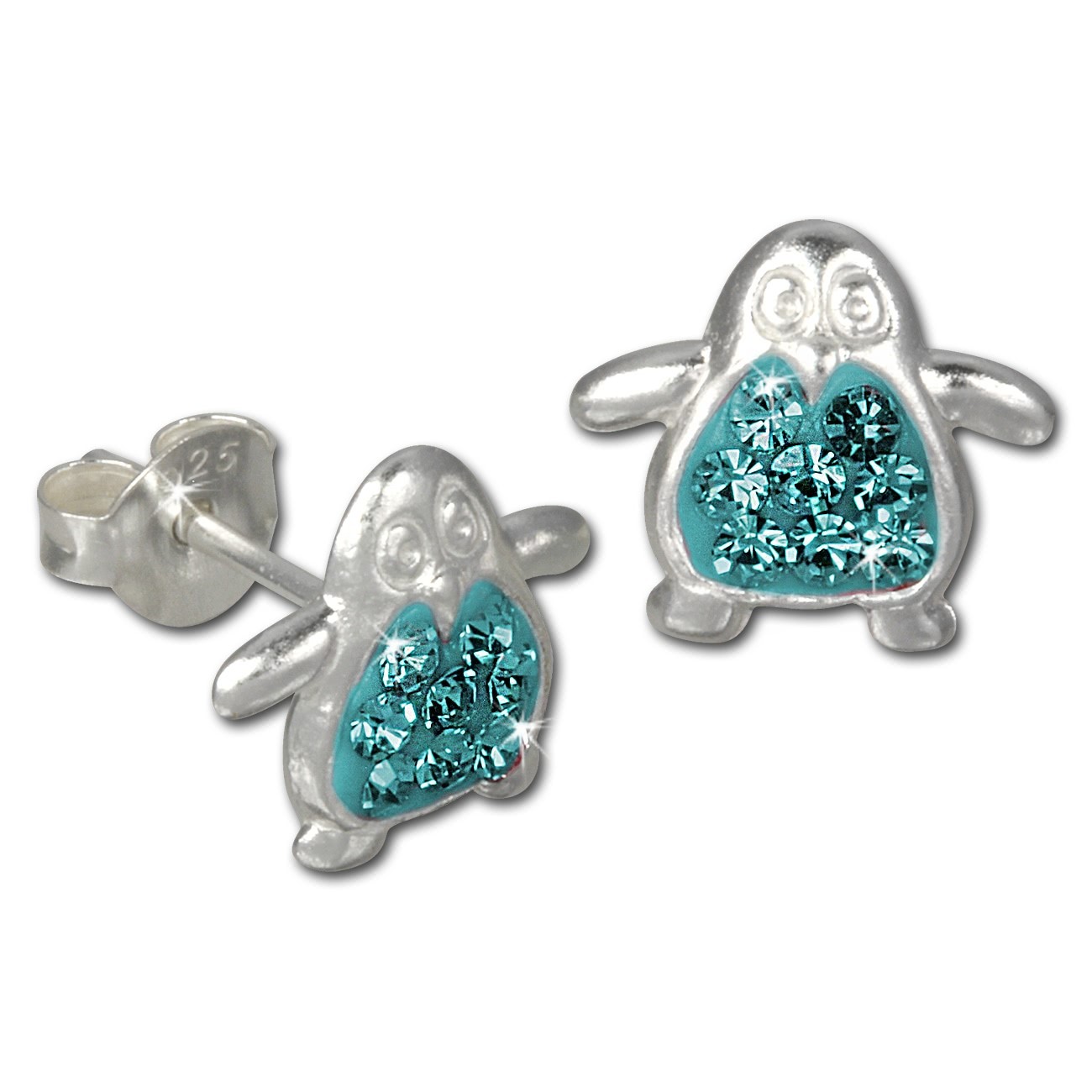 Kinder Ohrring Pinguin türkis Silber Ohrstecker Kinderschmuck TW SDO8004T