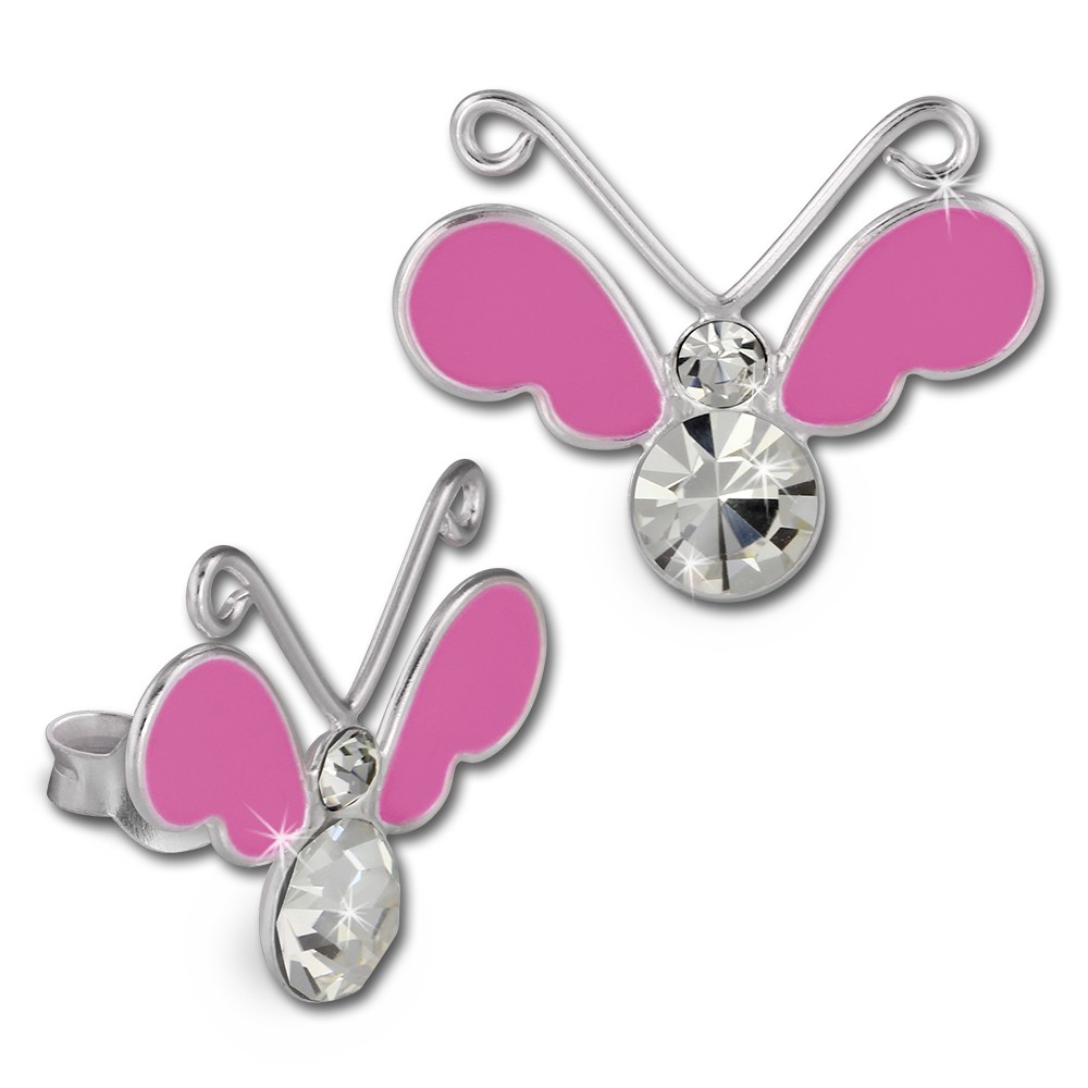 Kinder Ohrring 3D Schmetterling pink Ohrstecker 925 Kinderschmuck TW SDO8121P