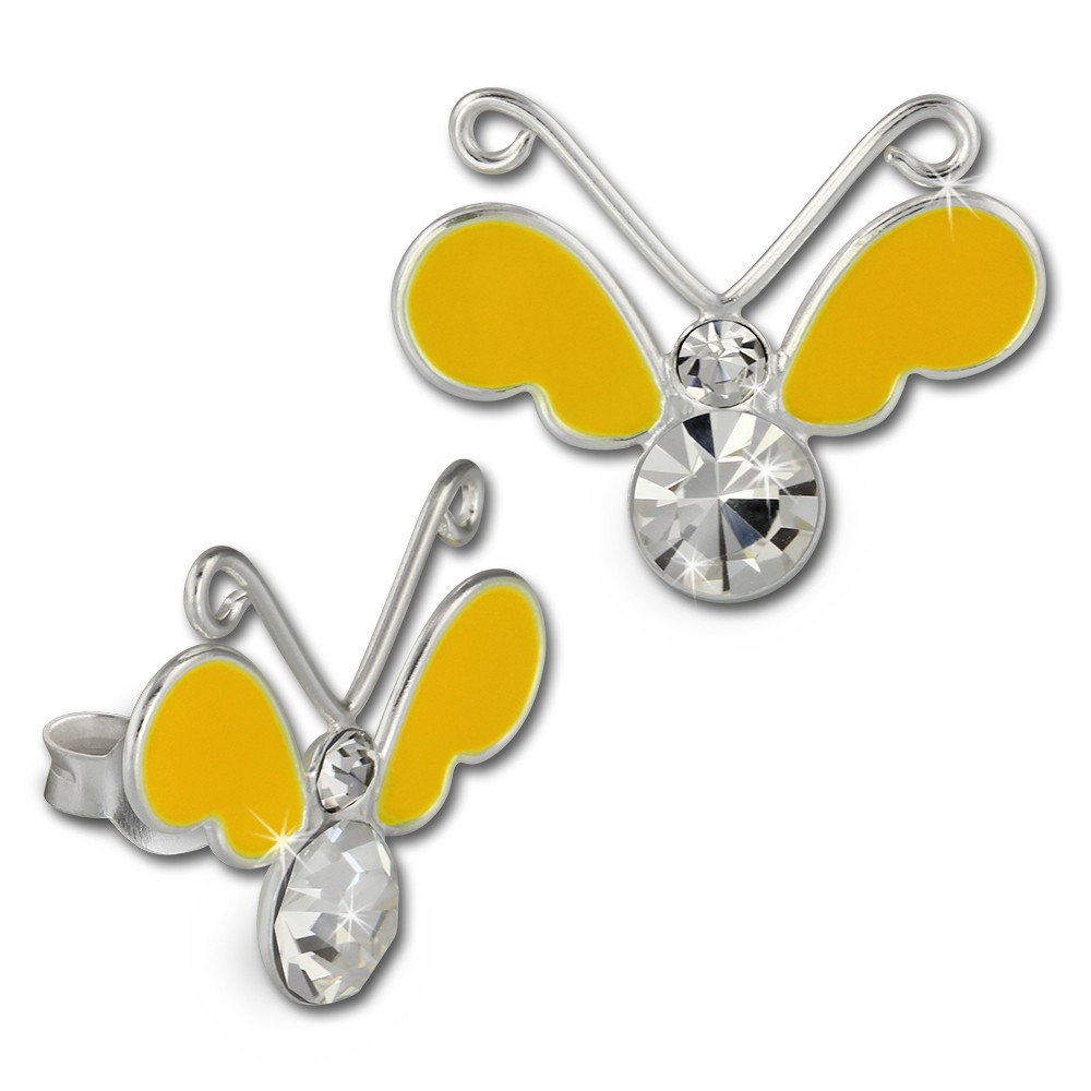 Kinder Ohrring 3D Schmetterling gelb Ohrstecker 925 Kinderschmuck TW SDO8121Y