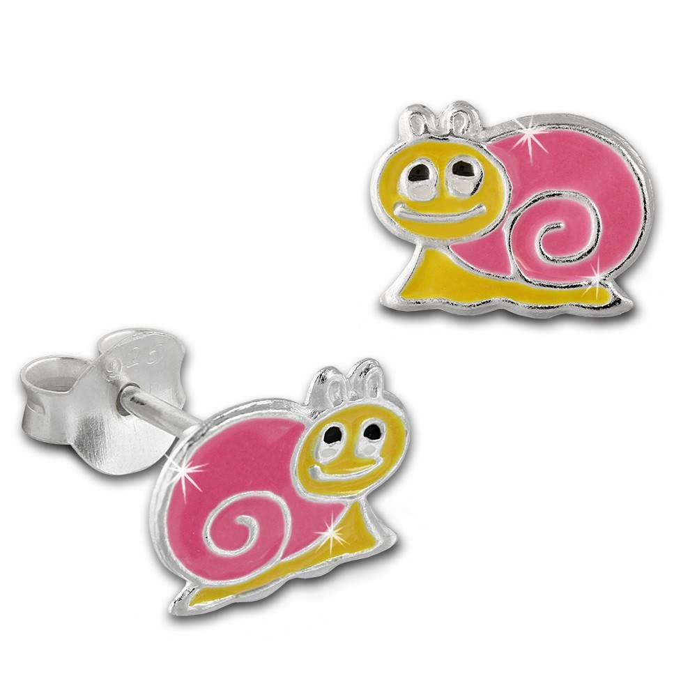 Kinder Ohrring Schnecke pink Silber Ohrstecker Kinderschmuck TW SDO8135P