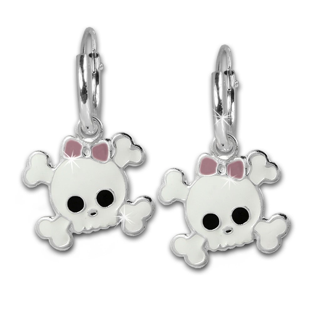 Kinder Creole Totenkopf Silber Ohrring Kinderschmuck TW SDO8138W