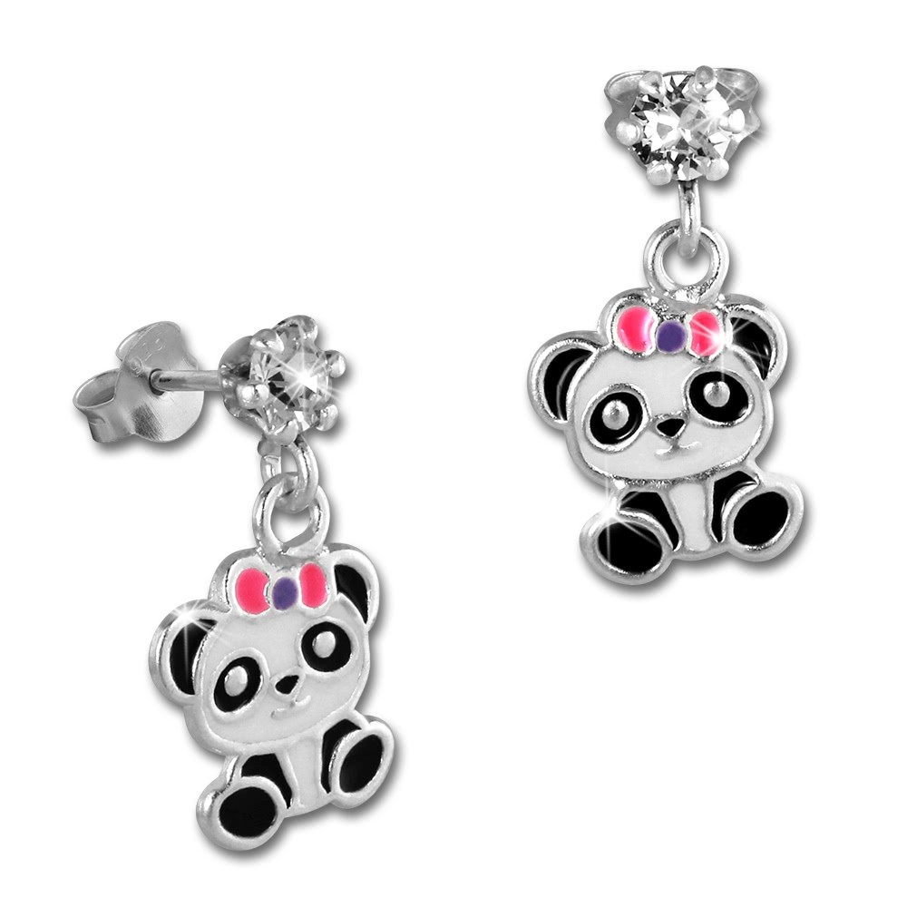 Kinder Ohrring Panda Zirkonia Ohrstecker 925 Silber Kinderschmuck TW SDO8164W