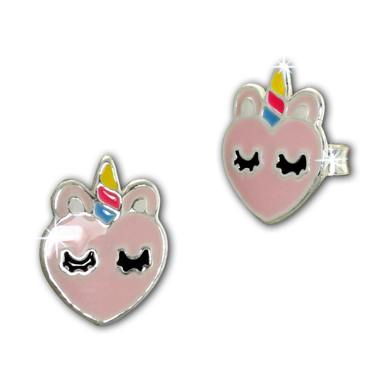 Kinder Ohrring Einhorn-Kopf Ohrstecker 925 Silber Kinderschmuck TW SDO8167A