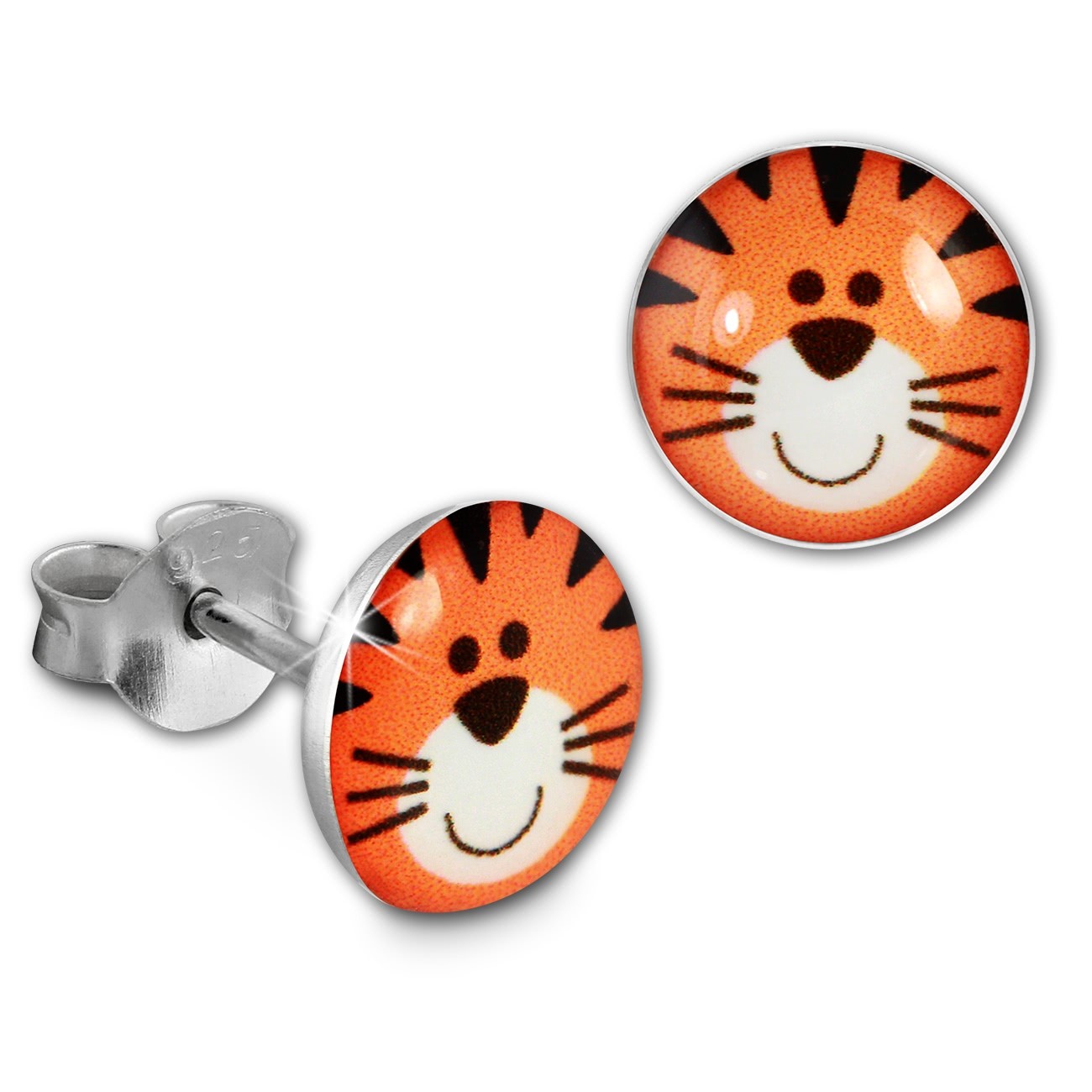 SilberDream Ohrstecker Logo Print Tiger Kinder Damen Ohrring 925 Silber SDO85138