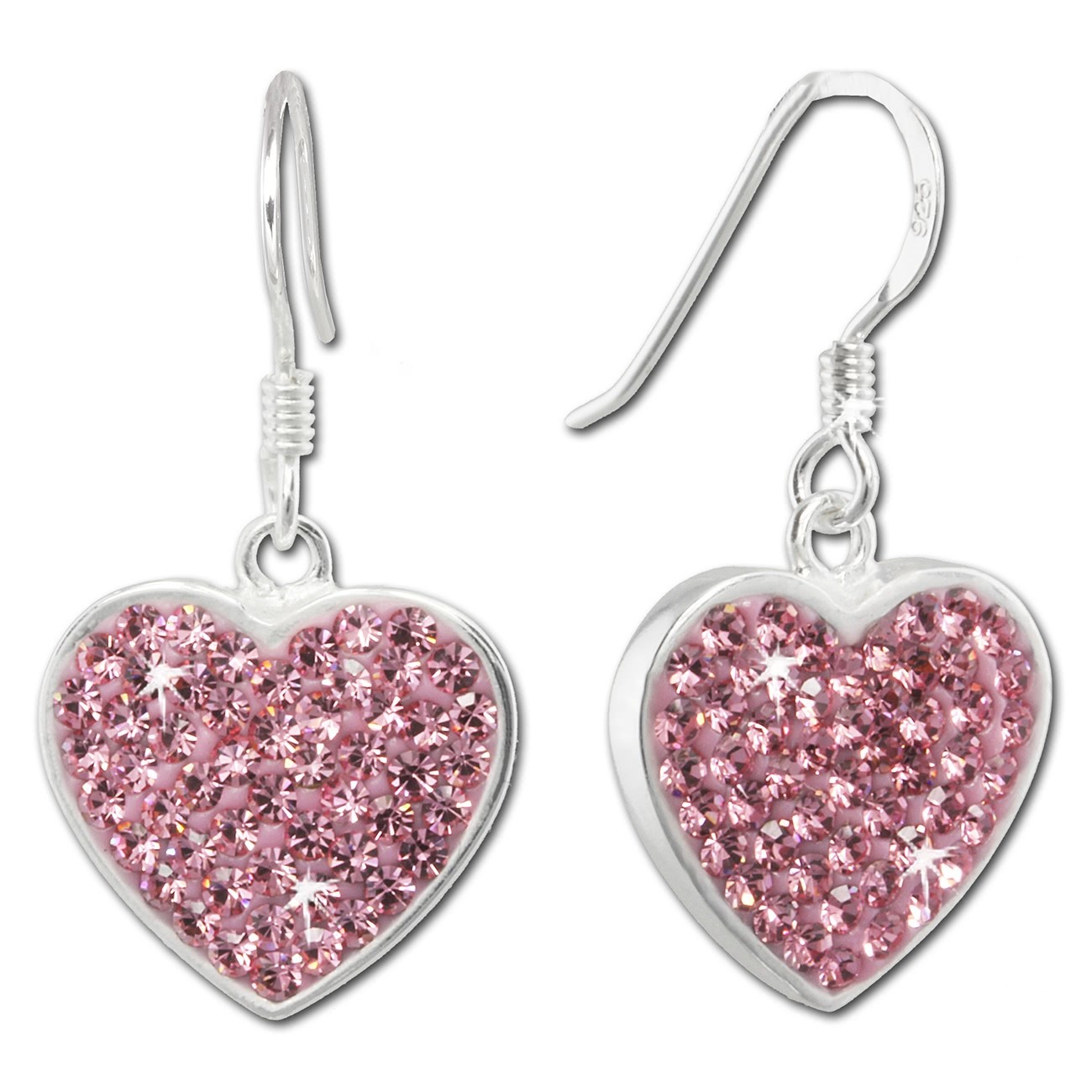 SilberDream Ohrhänger Glitzer Herz Zirkonia rosa 925 Silber SDO8600A