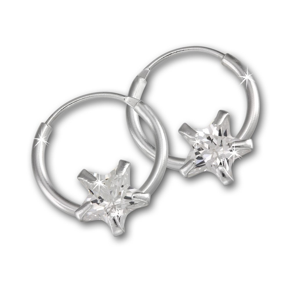 Kinder Creole Stern Zirkonia weiß 925 Silber Ohrring Kinderschmuck TW SDO8704W