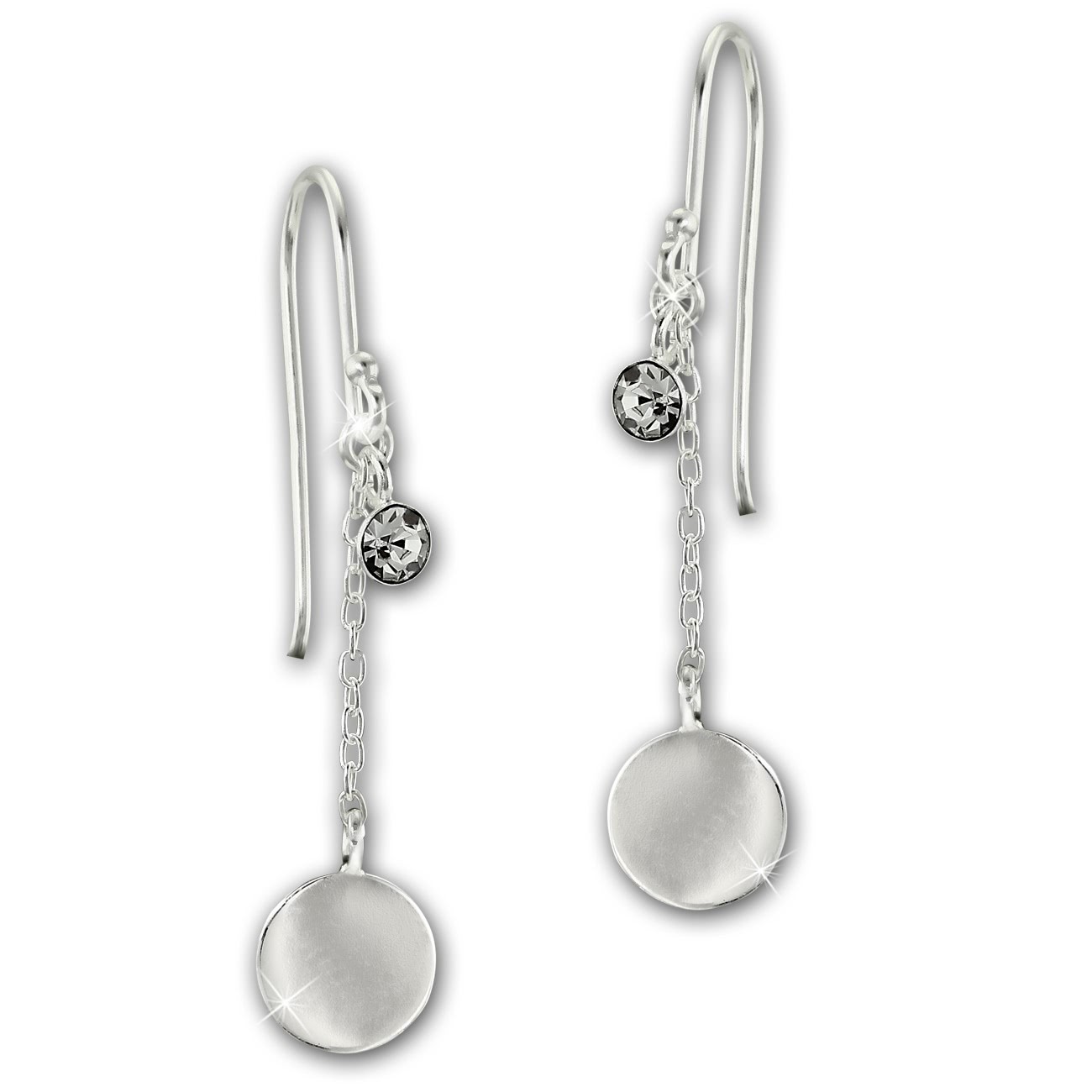 SilberDream Ohrhänger Plättchen Zirkonia weiß 925 Silber Damen Ohrring SDO8812W