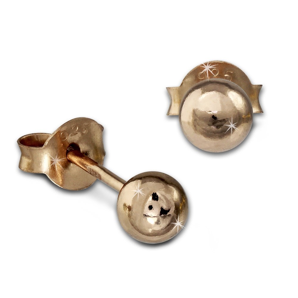 SilberDream Ohrstecker vergoldet Kugel rosegold 925er Ohrring SDO9504E