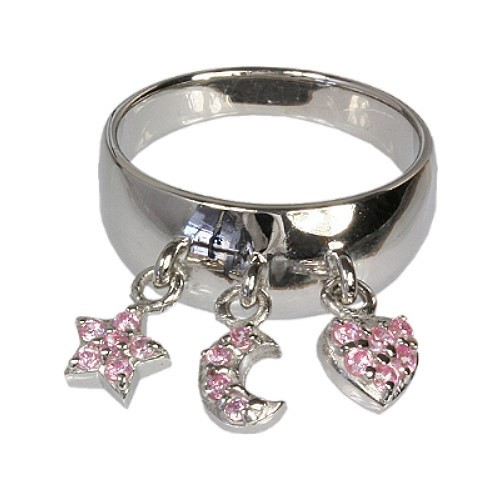 SilberDream Ring Gr.16 Dangle 925 Silber Trio pink SDR003P6