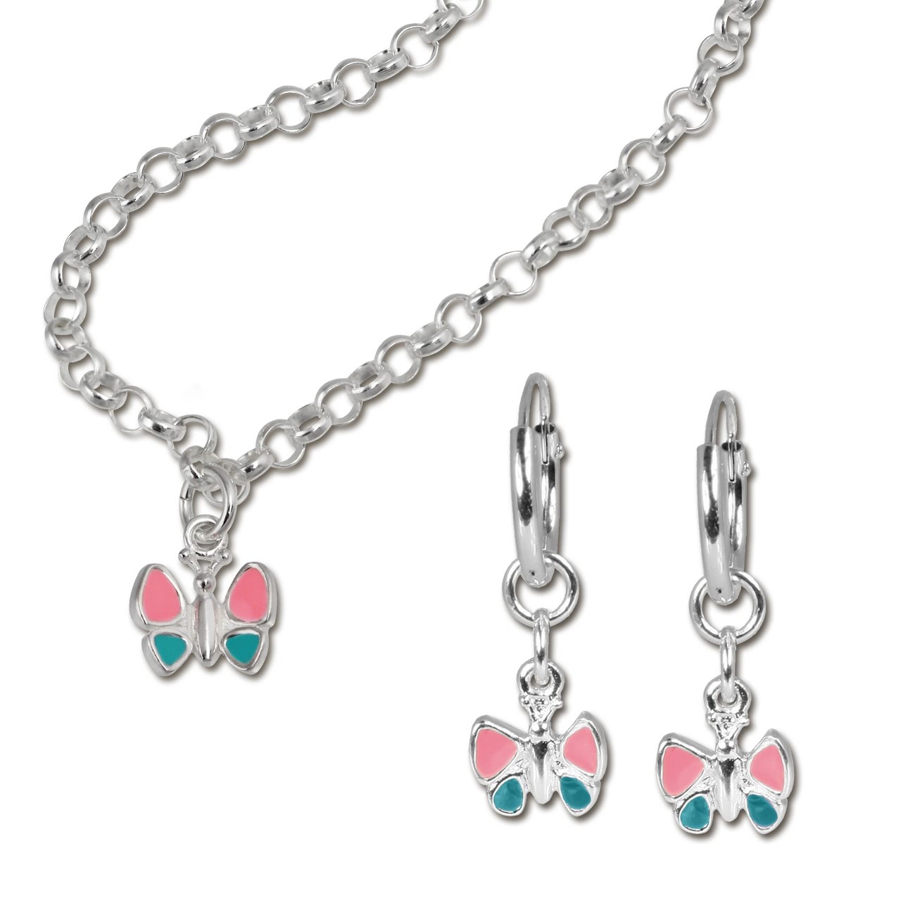 Teenie-Weenie Kinder Schmuck Set 925 Silber Schmetterling SDS18