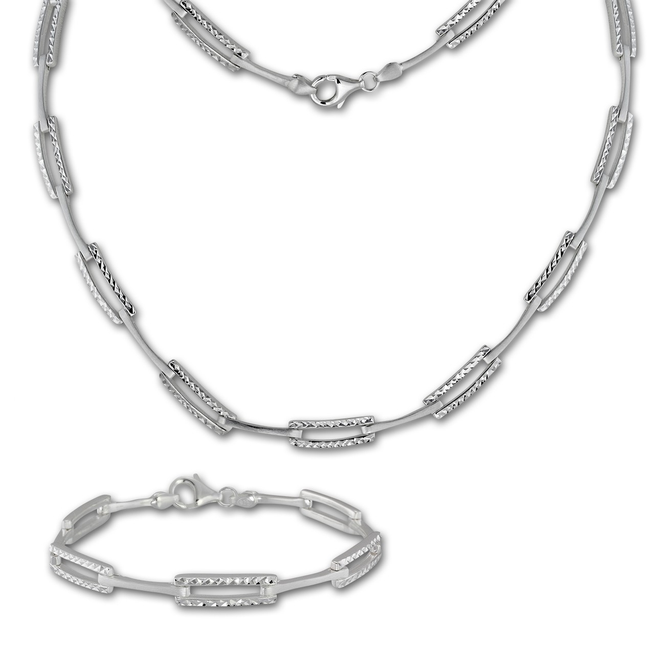 SilberDream Schmuck Set diamantiert Collier & Armband Damen 925 Silber SDS442J