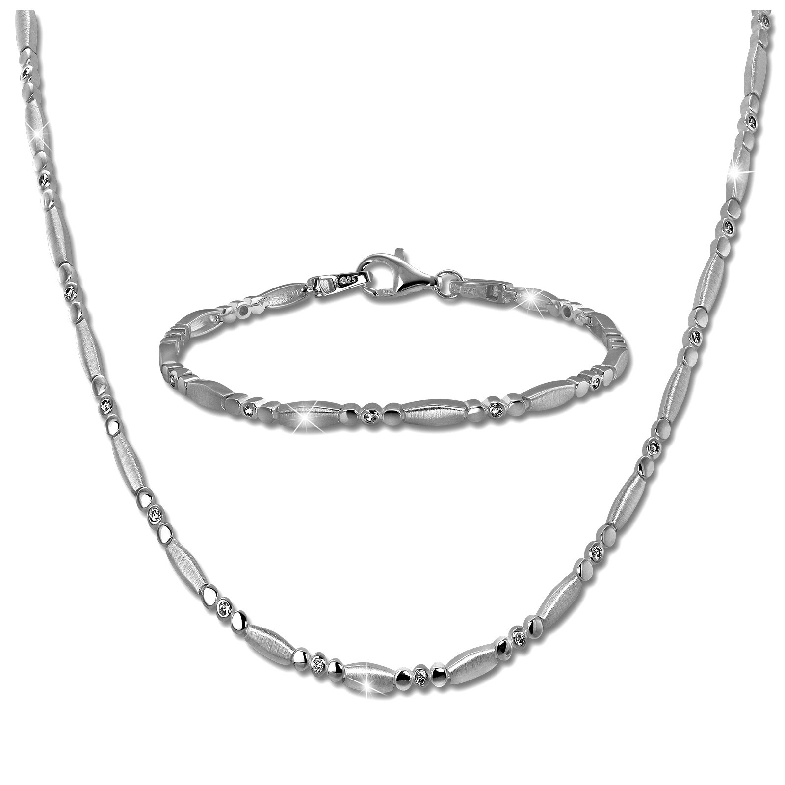 SilberDream Schmuck Set Elegant Zirkonia Collier & Armband Damen 925er SDS458W