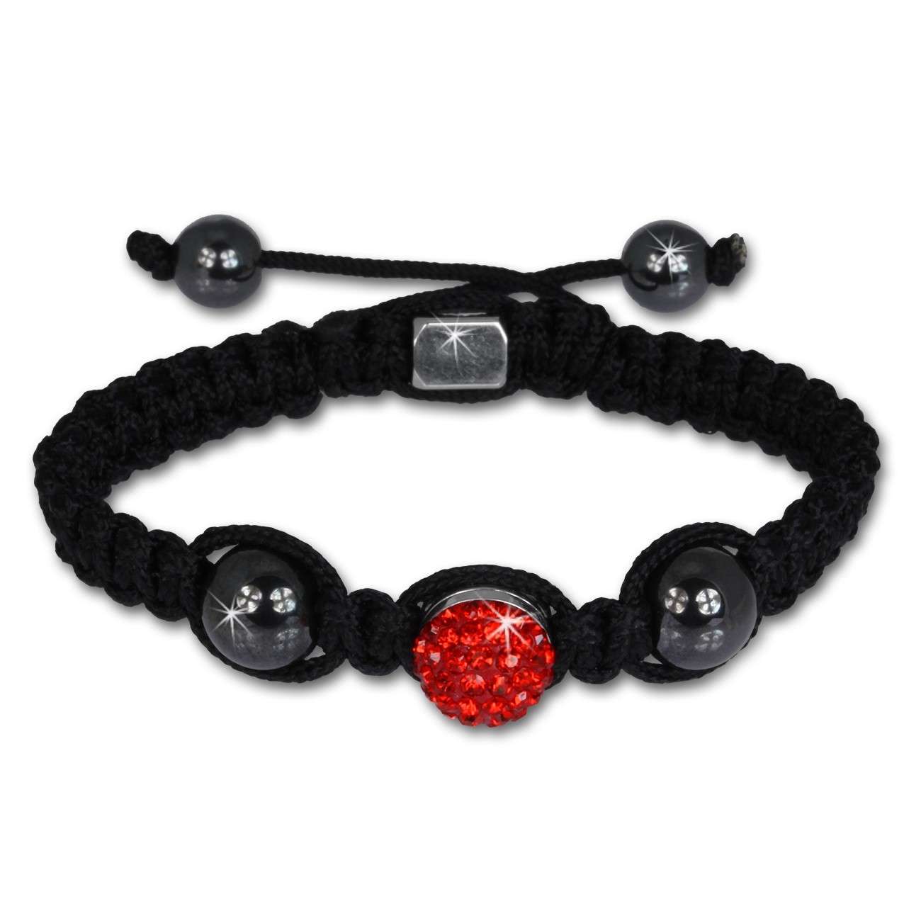 Shamballa Armband original Sterlinx mit 1 roten Glitzerkugel SHS11R