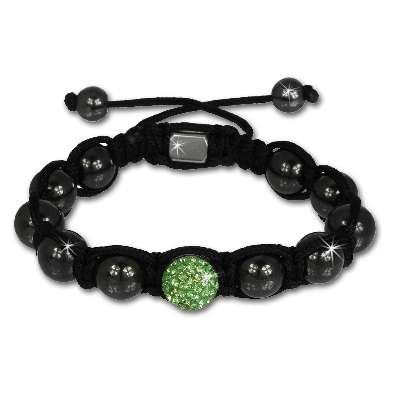 Shamballa Armband original Sterlinx mit 1 hellgrünen Glitzerkugel SHS15L