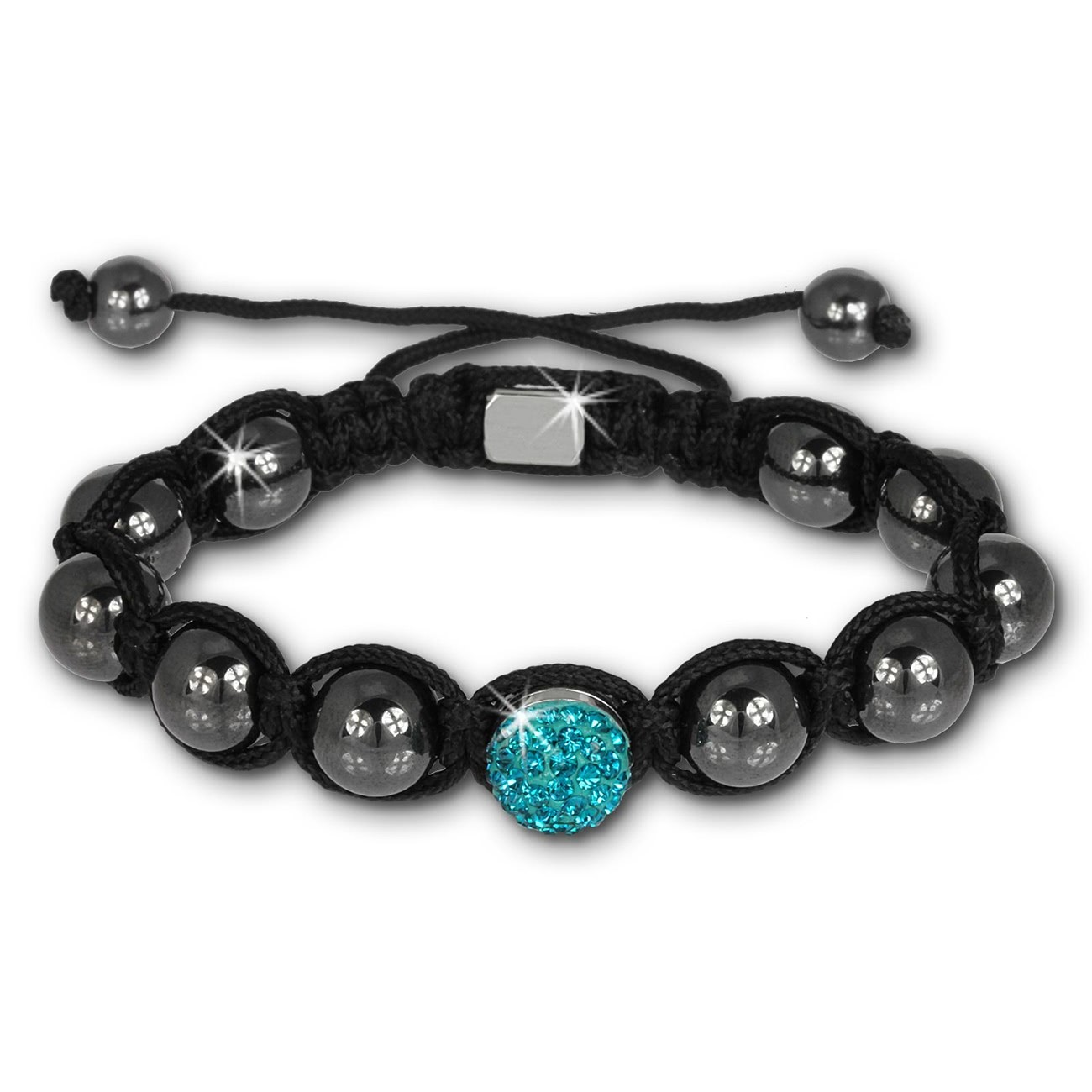 Shamballa Armband original Sterlinx mit 1 türkisen Glitzerkugel SHS15T