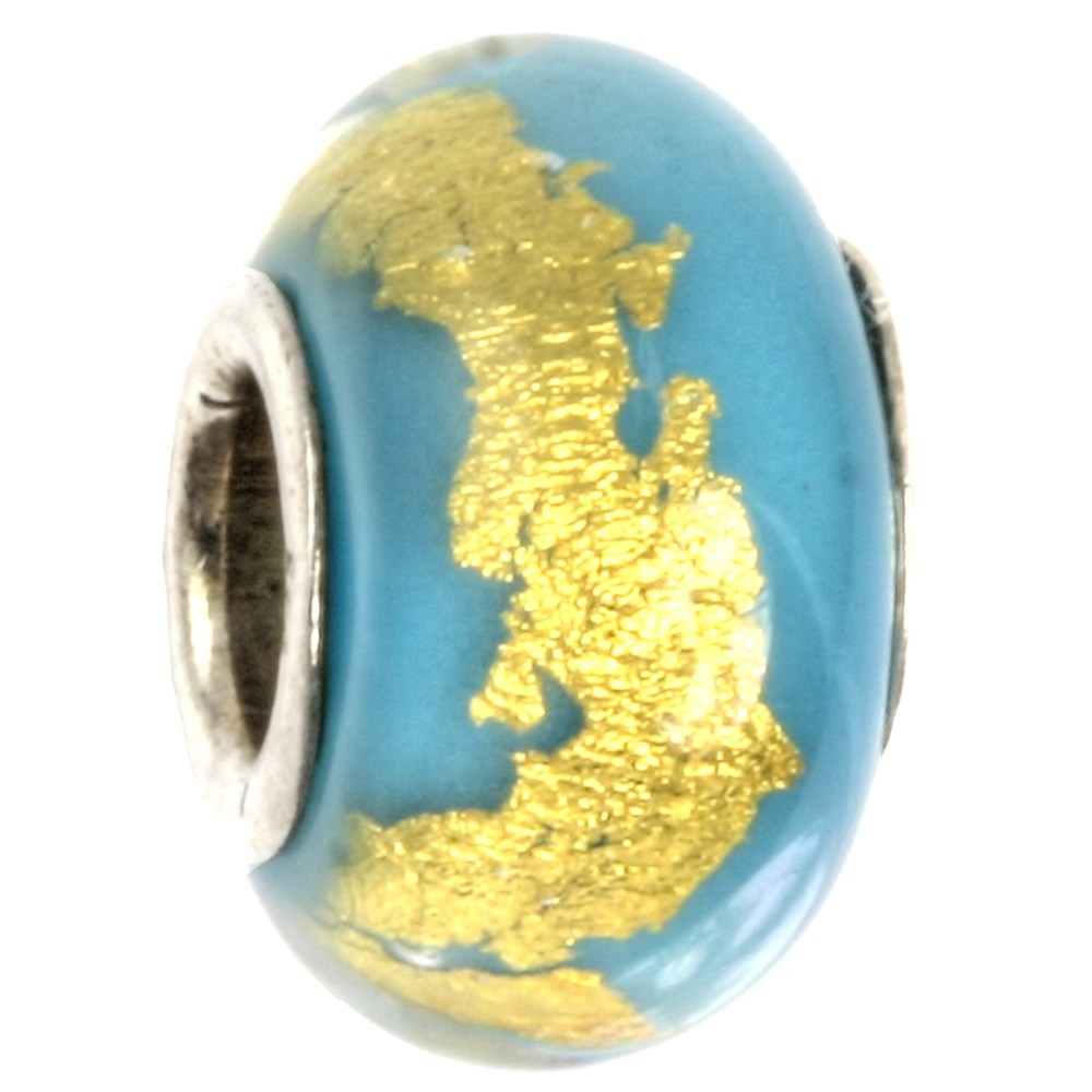 IMPPAC Glas 925 Spacer gold Aqua European Beads SMB0315