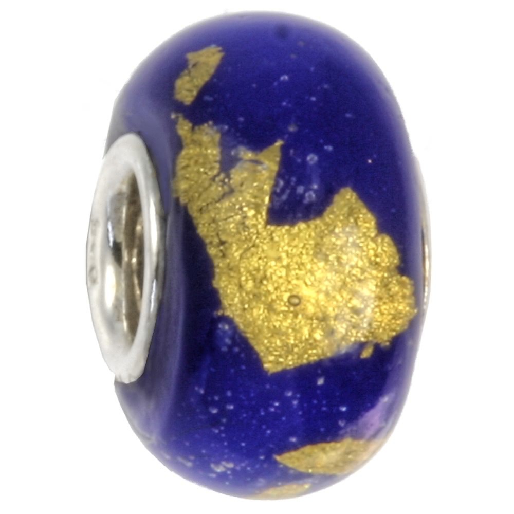 IMPPAC Glas 925 Spacer gold blau European Beads SMB0316