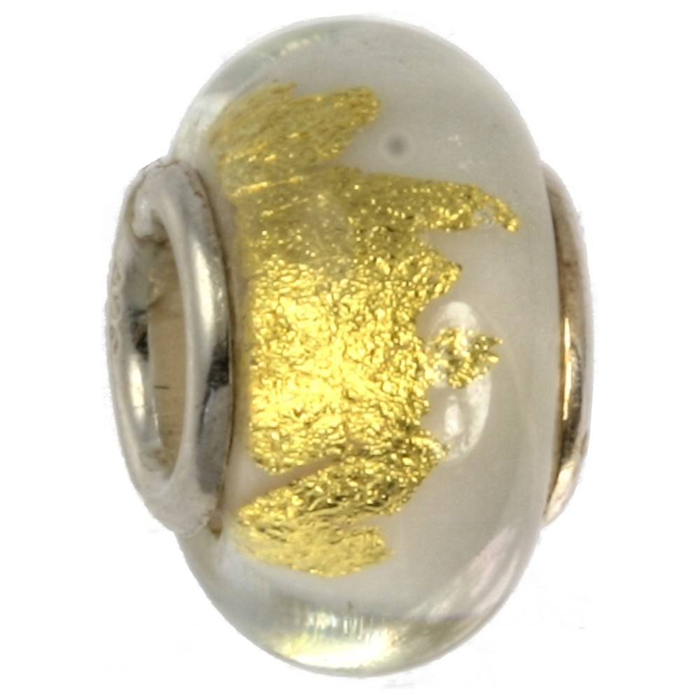 IMPPAC Glas 925 Spacer gold weiß European Beads SMB0317