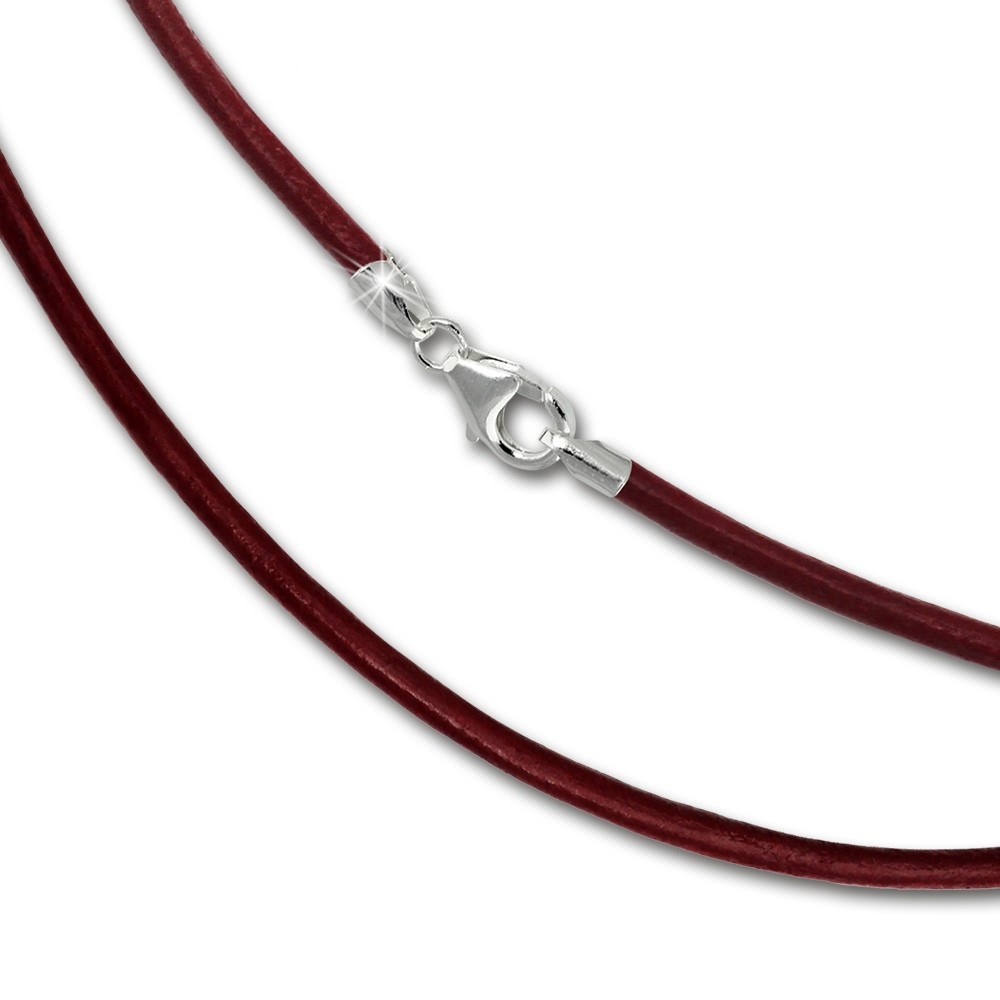 SilberDream Leder Armband 19cm rot 2mm für Charms SML7619