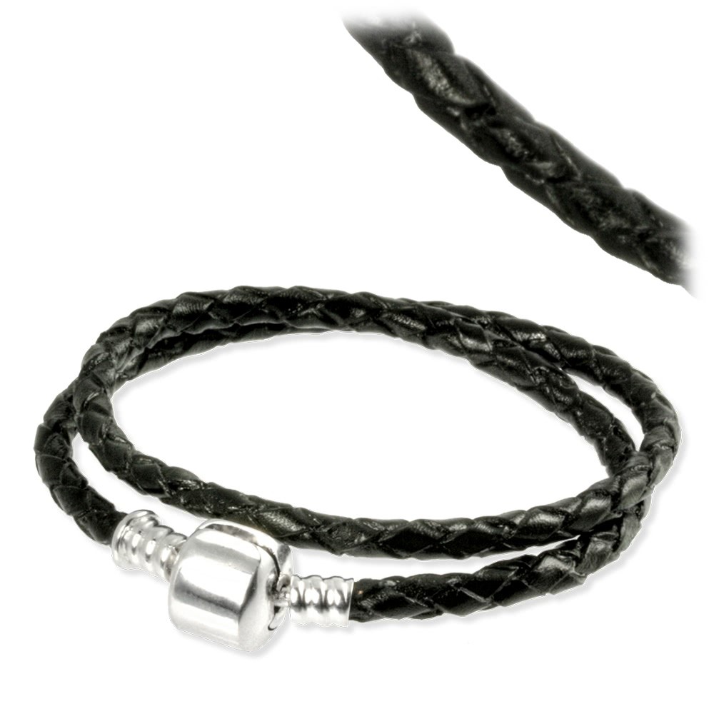 IMPPAC Clip Lederarmband geflochten schwarz doppelt SMLA1638