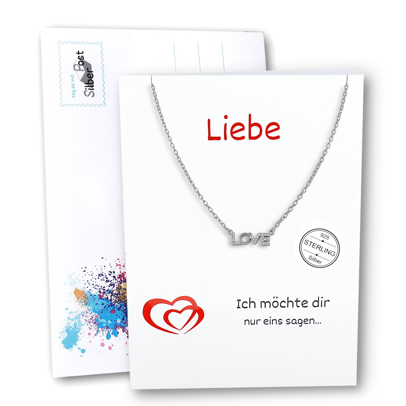 SilberPost Geschenkkarte Liebe mit Love Kette 925er Silber SPK0021W